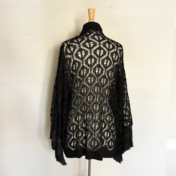 Zara Crochet Front Tie Cardigan with Fringe M - Picture 6 of 6